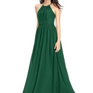 Azazie Kailyn Maxi Dress Dark Green Chiffon